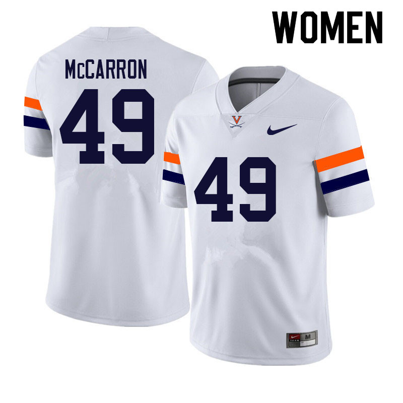 Women #49 Josh McCarron Virginia Cavaliers College Football Jerseys Sale-White - Click Image to Close